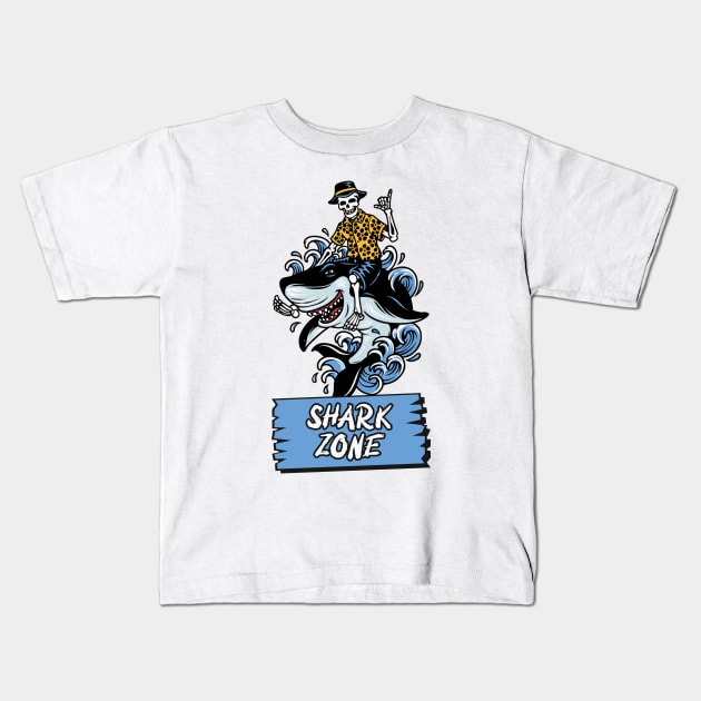 Surfer Shark Zone Kids T-Shirt by Tip Top Tee's